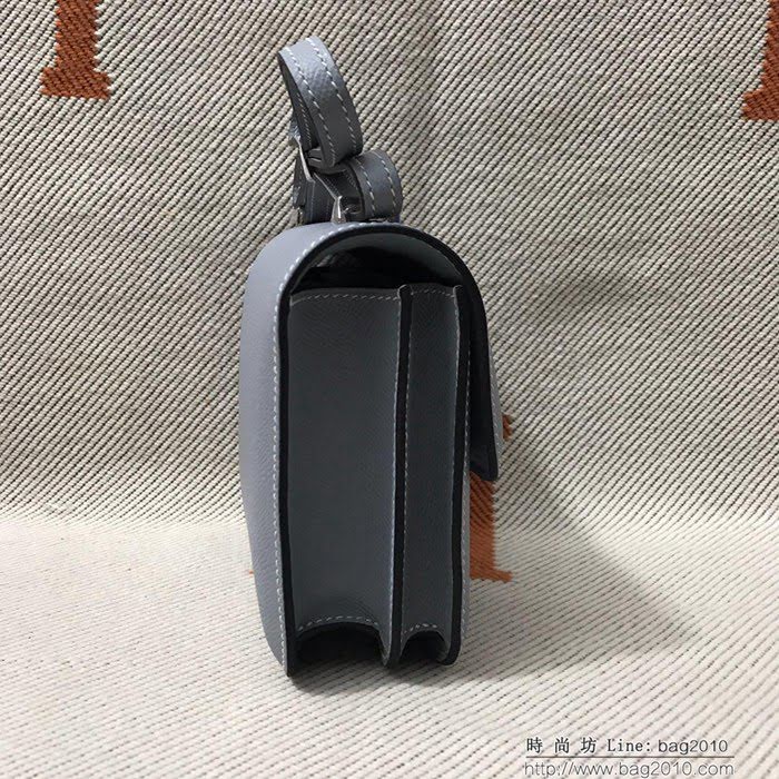 HERMES愛馬仕 H空姐包 進口原廠EP皮 頂級蜜蠟製作 街拍必備單品 亞麻蘭金銀 單肩斜挎包  Ama1568
